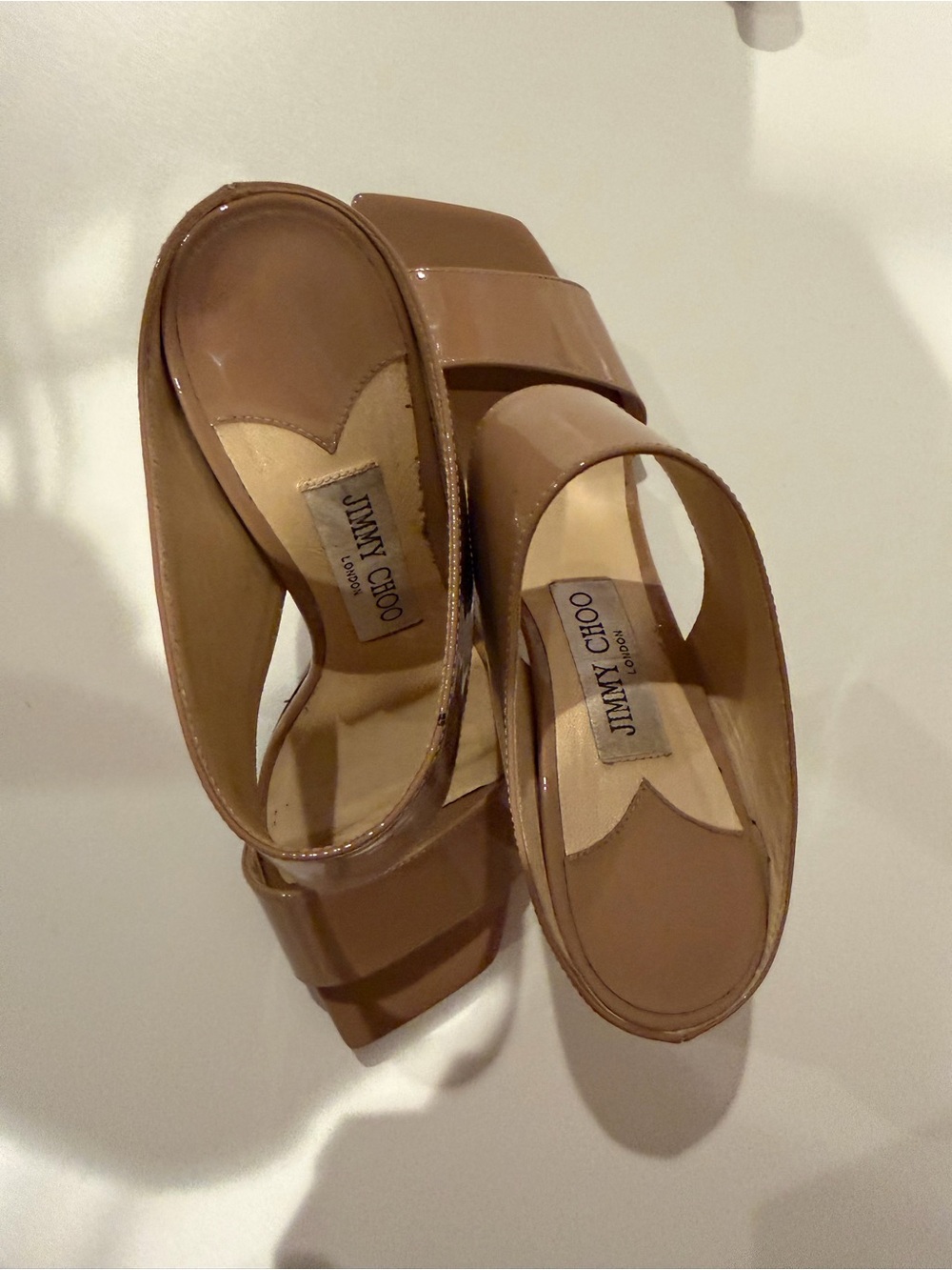 Jimmy Choo Nude Patent Leather Strappy Heeled Sandals Size 37